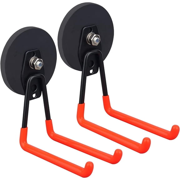 2 Pcs Large Heavy Duty Magnetic Hooks Anti Slip Coated Utility Garage Organizer Magnet Hook Hanging Garden Hoses Daily Professional Secure Hold
