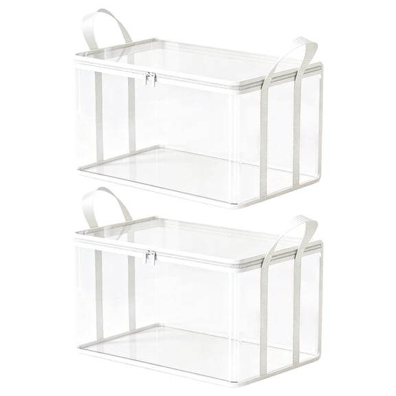 2 Pcs Large Heavy Duty Moving Bags - Waterproof Storage Totes with Handles & Zippers, Foldable for College Dorm, Storage,White