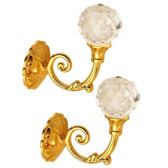 2 Pcs Large Metal Crystal Glass Curtain Holdback Wall Back Hooks Hanger Holder