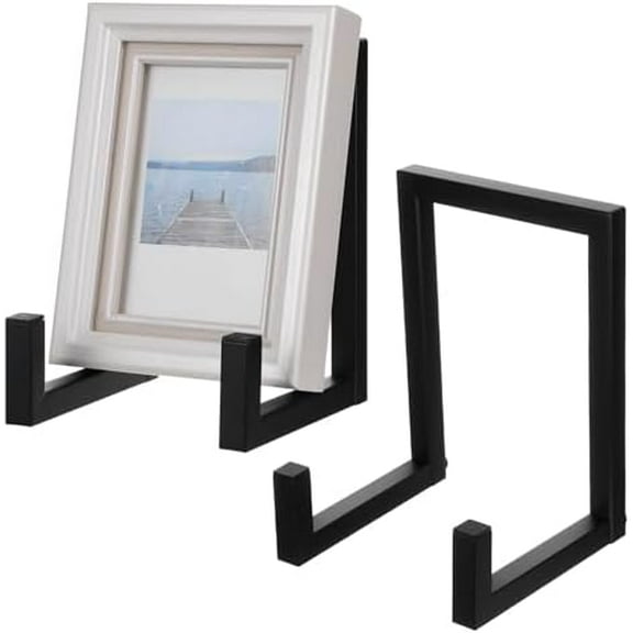 2 Pcs Large Plate Stands for Display, Black Metal Frame Plate Holder Display Stand Decorative Picture Table Top Easels for Picture, Book, Platter, Photo Easel, Plaques, Photo, Tabletop Art (8 Inch)