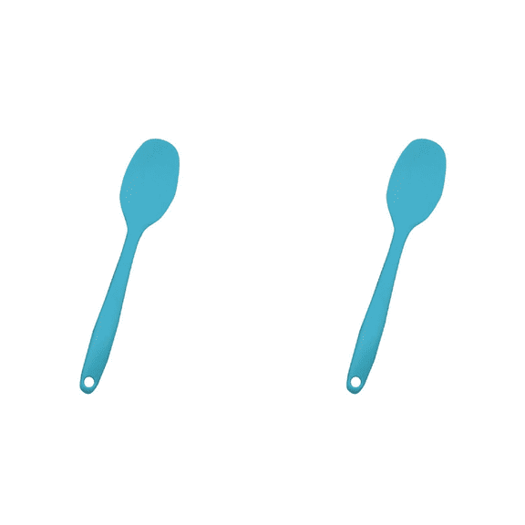 2 Pcs Large Silicone Mixing Spoon Set, Heat Resistant Colored Mixing Spoons, Non-stick Basting Spoon for Kitchen Cooking, Mixing, Baking, Serving and Stirring