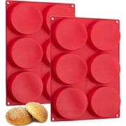 2 Pcs Large Silicone Molds for Baking,4 Inch Muffin Top Pan Egg Sandwish Mold Small Layer Cake Molds Round Disc Pan for Mini Cake,Jumbo Muffin Top,Bun,Custard,Tart,Resin Coaster