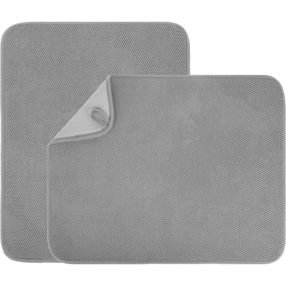 2 Pcs Large Size Microfiber Dish Drying Mat for Kitchen Counter, 20×15 Inch Ultra Absorbent Dish Drainer Mat, Dish Drying Pad, Dish Rack Mat