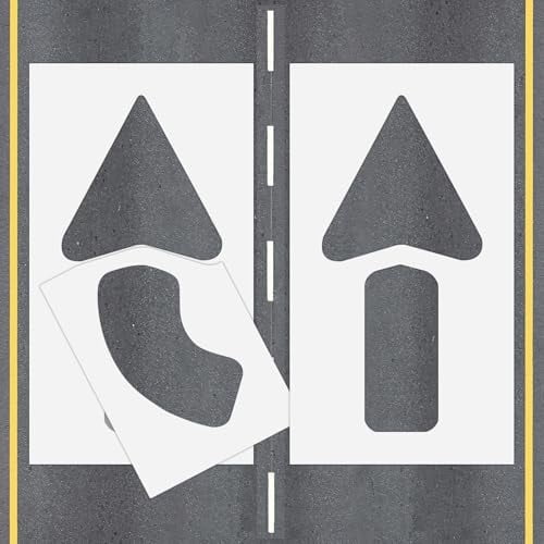 2 Pcs Large Straight and Turn Arrow Stencils, 20"x42" Reusable Silicone Pavement Marking Stencil Set, Oversized Parking Lot & Garage Directional Line Painting Templates$$Art & Craft