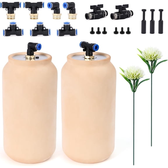 2 Pcs Large Terracotta Olla Watering Pot, 4.84.810 in Self Watering Insert, Automatic Drip Irrigation Device, Plant Watering System for Indoor & Outdoor Garden (Not Included Irrigation Lines)