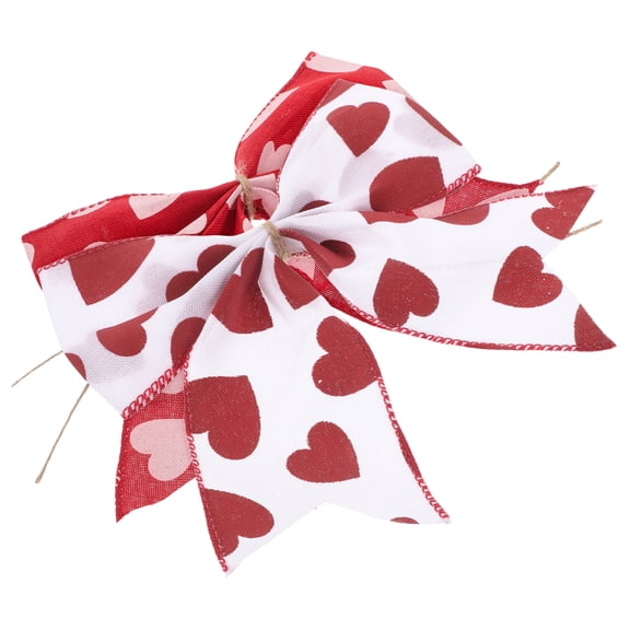 HONITANO Red Polyester Valentine's Day Heart Print Bow for Decor (2Pcs)