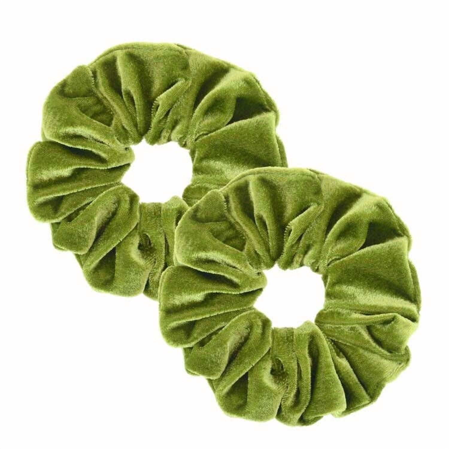 -2 Pcs Large Velvet Scrunchies for Women Thick Hair Girls' Hair Scrunchies (olive green)