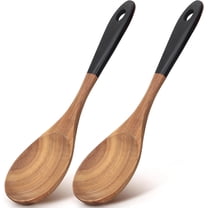 2 Pcs Large Wooden Spoons for Cooking Serving Spoon 12" Big Mixing Spoons for Baking Cooking Spoon Set Unique Acacia Wood Utensils Teak Long Stirring Spoons Kitchen Tools Spatula