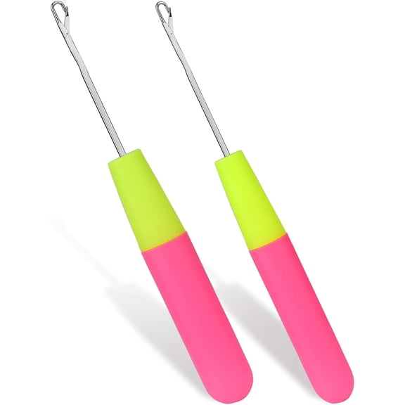 2 Pcs Latch Hook, Different Sizes Hook Tool (0.2in + 0.15in), Crochet Needles for Hair, Hair Scarf Carpet Making and Art Crafts