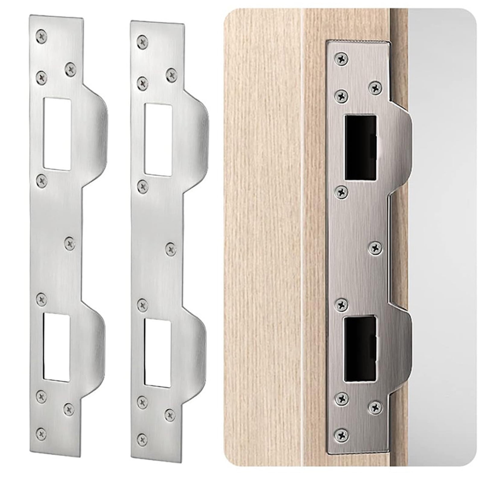 2 Pcs Latch Plate Stainless Steel Double Holes Latch Reinforcement