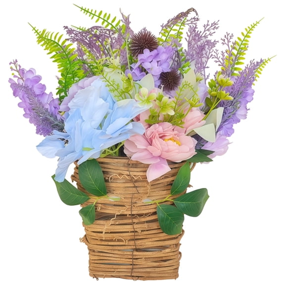 2 Pcs of Lavender Blue Floral Hanging Baskets for Doors, Realistic Artificial Lavender Wreaths, All Season Door Decor for Home, Perfect Mother's Day Gift