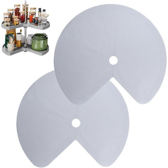 2 Pcs Lazy Susan Shelf Liner, 26" Silicone Lazy Susan Liner for Dual Tier Pie Cut Lazy Susan Organizer,Non-Slip Thermal Protection Lazy Susan Mat by TOPQYY