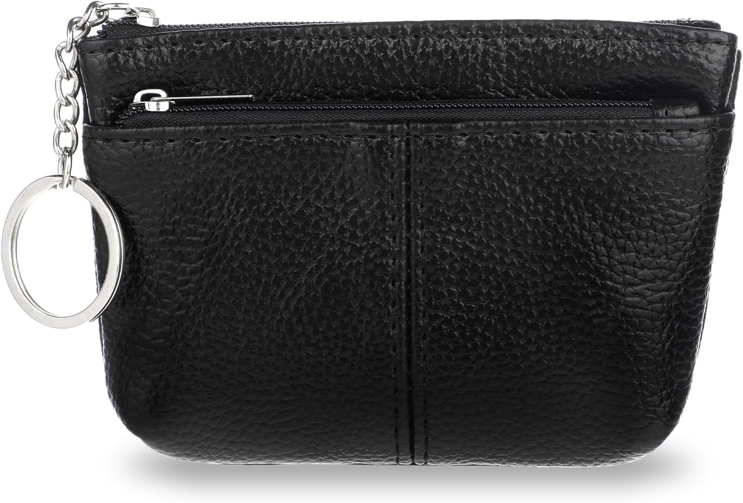 2 Pcs Leather Coin Purse Portable PU Lychee Pattern Double Zipper Coin