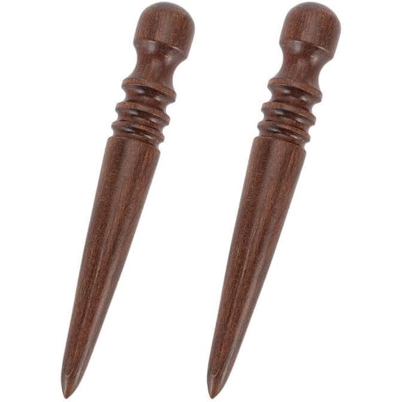2 Pcs Leather Edge Burnisher Tool Round Head Ebony Wood Edge Slicker Leather Burnishing Tool Tips Burnish Slicker Ebony Multi Grooved Burnishing Tips