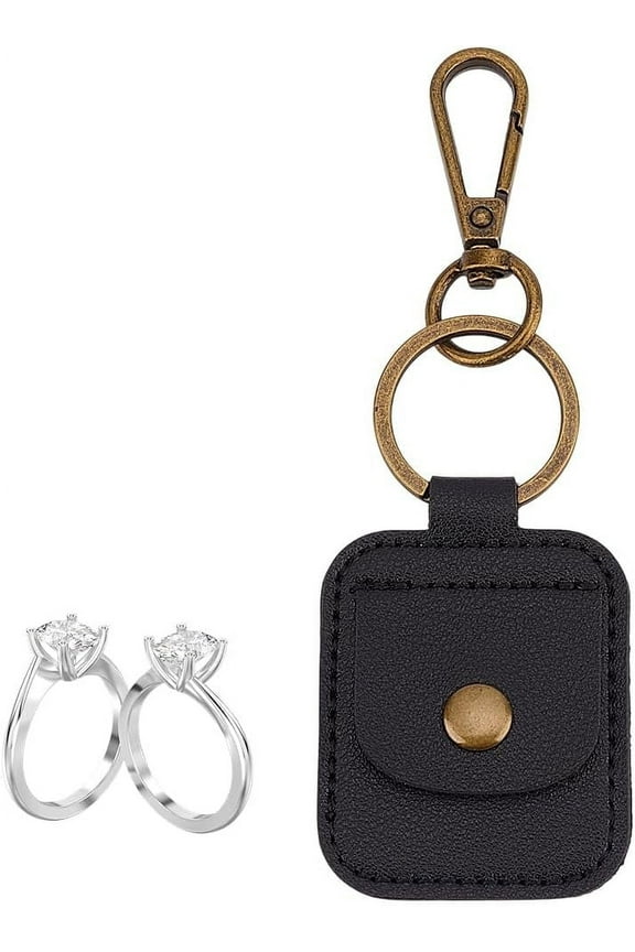2 Pcs Leather Ring Holder Ring Keeper Case Travel Pouch for Wedding Ring Engagement Ring Pouch Ring Bearer Gym Pouch for Jewelry Storage Black diy