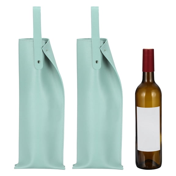 2 Pcs Leather Wine Tote Bag, Wine Gift Bag Double Layered Bottle Carrier(Azure)