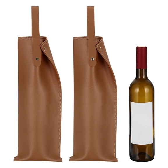2 Pcs Leather Wine Tote Bag, Wine Gift Bag Double Layered Bottle Carrier(Brown)