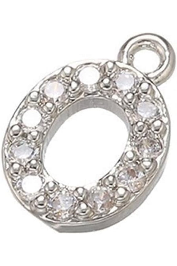 2 Pcs Letter O Charm Real Platinum Plated Rhodium Plated 925 Sterling Silver Micro Pave Clear Cubic Zirconia Charm Initial Letter for Necklace Bracelet Earring Making 9x6x1.5mm Hole: 0.9mm for DIY