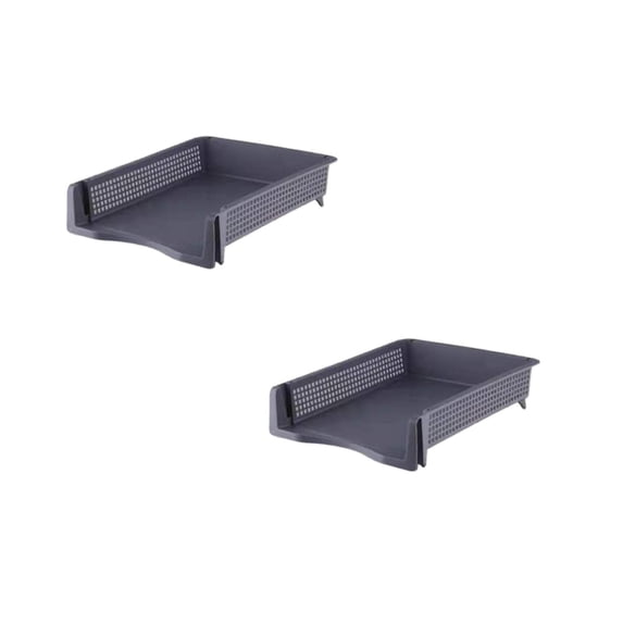 2 Pcs Letter Tray Desk Organizer – Stackable Paper Organizer for Home & Office, Durable Plastic Paper Tray for Desk, A4 & Letter-Size Document Holder, 12.8x9.84x2.16 Inch, Gray
