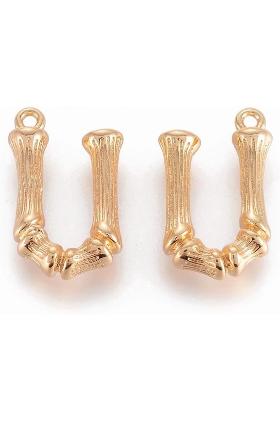 2 Pcs Letter.U Pendant Charms Brass Pendants Letter Real 18K Gold Plated Letter.U Metal Charms Pendant Pendant Decoration for Women Birthday Festival Elegant Gifts Personalized Jewelry