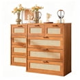 thumbnail image 1 of 2 Pcs Leyaoyao 5 Drawer Dresser for Bedroom, Boho Wood Storage Cabinet with Embedded Handle, Vertical Chest of Drawers for Living Room, Hallway, Guest Room, 1 of 7
