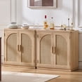 thumbnail image 1 of 2 Pcs Leyaoyao Accent Storage Cabinet with Rattan Doors, Small Sideboard Boho Buffet Kitchen Coffee Bar Cabinet for Dining Room, Natural Oak, 1 of 9