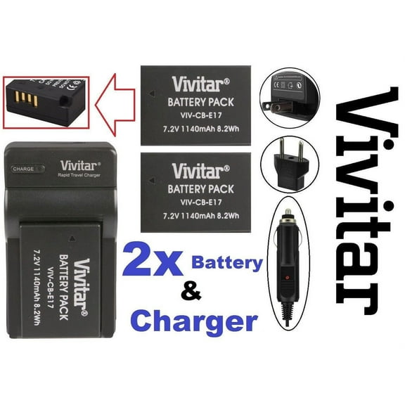 2-Pcs Li-Ion LP-E17 Battery & Dual Volt Charger For Canon EOS Rebel 77D T7i SL2