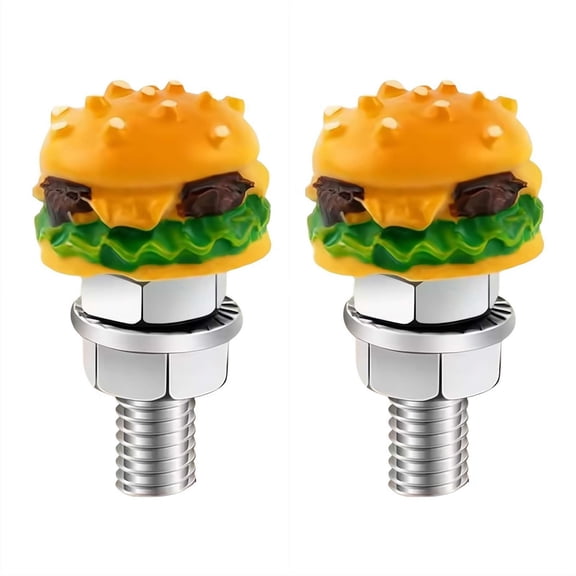 2 Pcs License Plate Screw Fasteners Kit, Universal Stainless Steels Screw Hamburger-shape License Plate Bolts for Most Cars, Trucks & Motorcycles