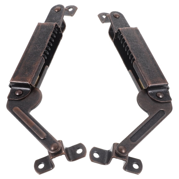 2Pcs Iron Spring Lid Support Hinges for Toy Boxes, Cabinets & Wooden Storage Containers - Smooth Operation, Easy Installation