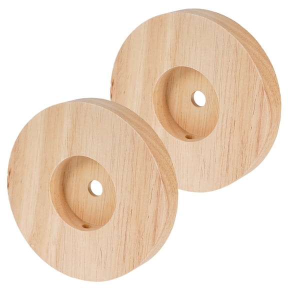 NIAIZEK Wood Led Light Stand Round Wooden Lamp Base 2Pcs 4.7x4.7x0.8in