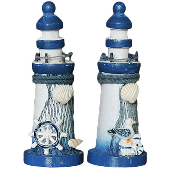 2 Pcs Lighthouse Bathroom Decor Mini Mediterranean-inspired Decoration