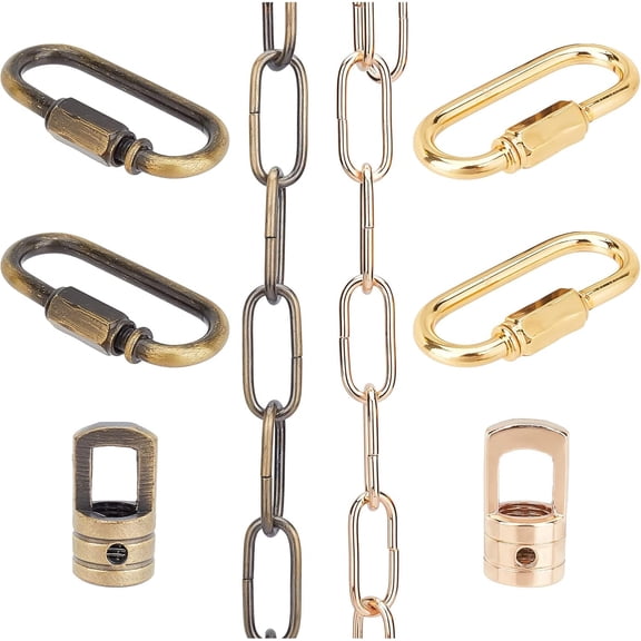 2 Pcs Lighting Fixture Chain Lighting Pendant Chain 2 Colors 19.7inch Suspension Chain Heavy Duty Chain with 4 Pcs Lifting Ring 2 Pcs M10 Bucket Shape Lifting Ring Mixed Color