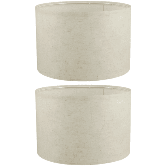 2 Pcs Linen Fabric Drum Lamp Shades Set, E27 Beige Cylinder Lampshade with Metal Frame, 11.8 x 7.9 in / 30 x 20 cm for Table Lamps, Floor Lamps, Hanging Light Fixtures