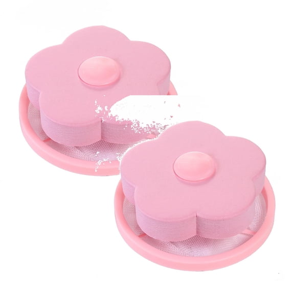 2 Pcs Lint Catcher for Laundry, Pet Hair Remover for Laundry, Washing Machine Floating Lint Mesh Bag, Reusable Household Hair Filter Washer Lint Trap Net Pouch, 3.74x4.33 Inch, Pink