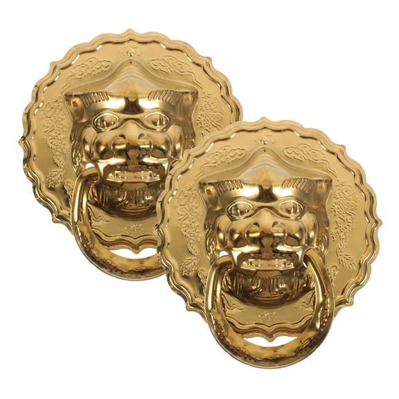 GOOHOCHY 2Pcs Antique Brass Lion Head Door Knocker Decor for Front Door Home Accessories Decorative Pull Handle