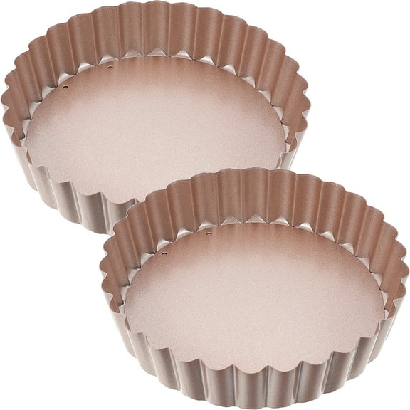 2 Pcs Live Bottom Baking Tray Flat Skillet Cake Pan Deep Flan Tin Tart Detachable High-carbon Steel