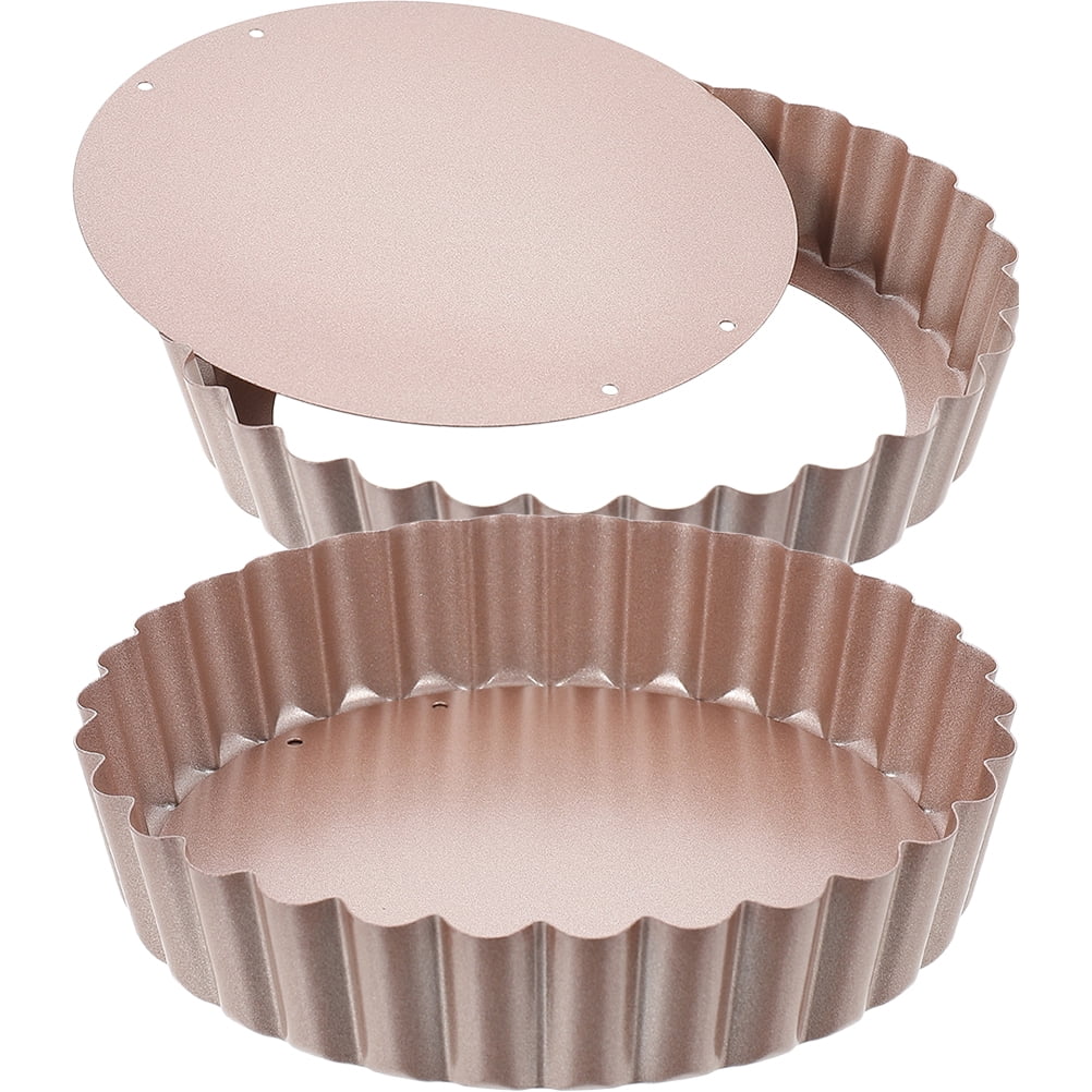 2 Pcs Live Bottom Baking Tray Quiche Pans with Removable Cake Stencils