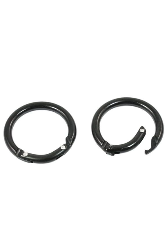 2 Pcs Loaded Gate 1.5 Dia Round Carabiner Hook Keychain Black Keychain