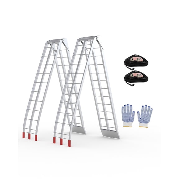 2 Pcs Loading Ramps for Pickup Trucks, 1500 LBS Capacity Lightweight Aluminum Ramps with Load Straps for Motorcycle, Lawn Mowers, ATV/UTV, Golf Carts