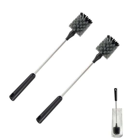 ZHIGUANG Long Handle Bottle Brush, Flexible Scrub Brush for Water Bottles Glasswares Mugs, Gray, 2 Pcs