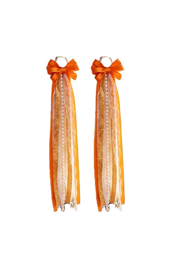 2 Pcs Long Ribbon Gameday Boot Bow for Cowgirl Martin Boots, 2pcs Glitter Pearl Lace Boot Accessories for Women & Girls, DIY Holiday Wedding Birthday School Supplies Gifts