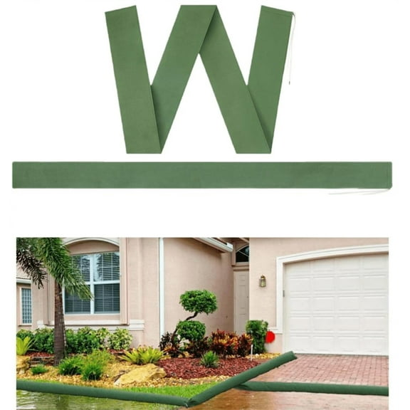 2 Pcs Long Style Sandbags Flood Protection Thickened Reusable Sand Bags Rain Wind Flood Barrier with Elastic Band Water Barrier Tube Sandbags for Door Window Rain Water Flood, Green