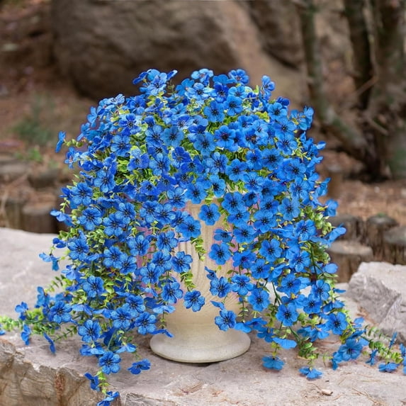 2 Pcs Long Vines Planter,29 In Fake Plant Autumn Decor for Outdoor Decoration,Blue Artificial Hanging Flowers Plants for Home,Porch,Fall Decor