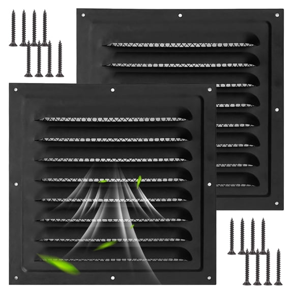 2 Pcs Louver Vent Covers, Rainproof Exhaust Vents, Stainless Steel Mesh Shed Vents, Square Louver Grilles with Screws, Ideal for Home, Shed, Garage, Roof, and More