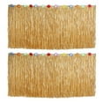 thumbnail image 1 of FONDOTIN 2-Pack Grass Table Skirt Luau Party Decorations, Soft PP Fabric, Tropical Hawaiian Theme, Outdoor Indoor Use, 1 of 7
