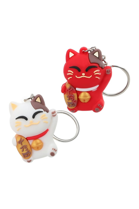 2 Pcs Lucky Cat Keychain Key Chain Cat Keychain Pendant Women Keychain Good Luck Charm Cat Keychain for Car Miss