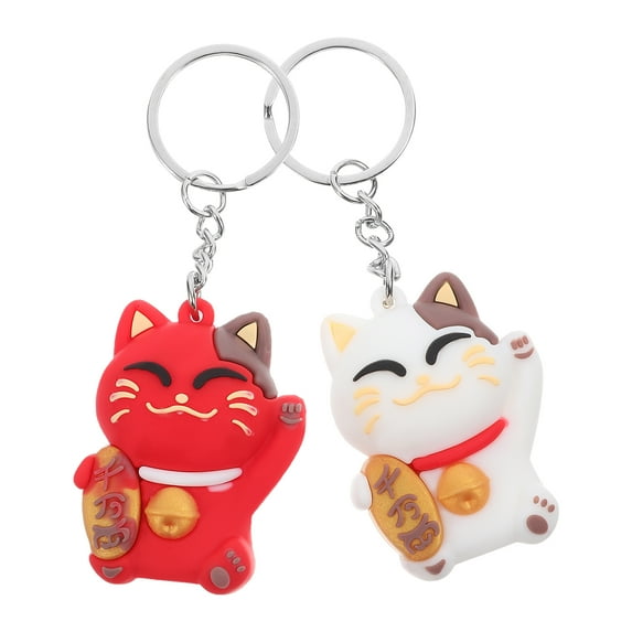 2 Pcs Lucky Cat Keychain Phone Keychain Bag Keychain Bag Pendant Cat Party Favor Cat Keychain for Car Cat Gifts Miss