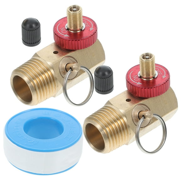 2 Pieces Golden Brass Safety Valve for Air Tank Manifold with Fill Port and Relief Bypass 1/2 x 1/4
