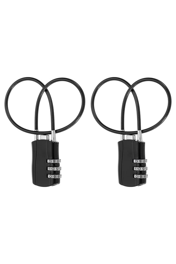 Luggage Travel Lock, Digit Cable Combination Lock Width Body with Long Cable Black 12"