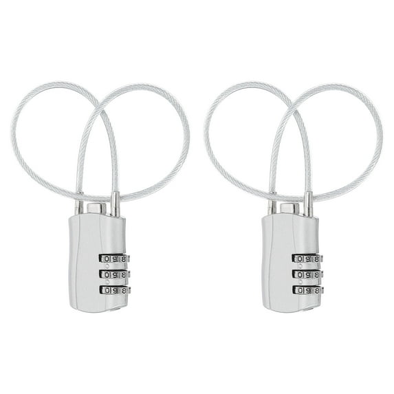 Uxcell Luggage Travel Lock, Digit Cable Combination Lock Width Body with Long Cable Silver 12"